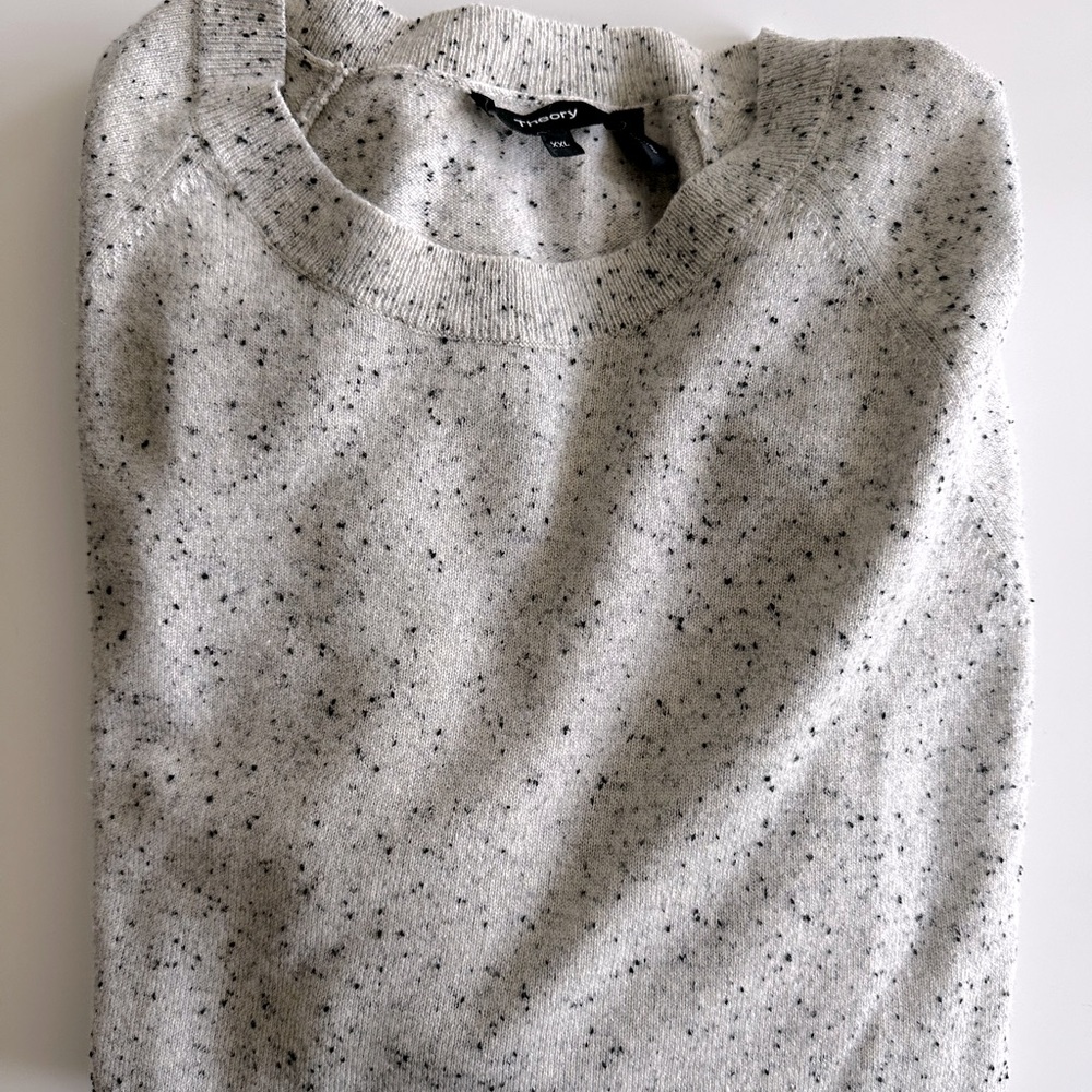 Sweater - Theory - Size: XXL - Men’s - White/Black - 100% Cashmere